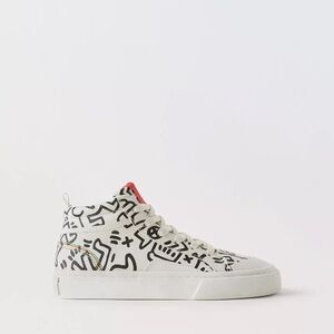 Zara Keith Haring Artistic Black and White Sneakers boys 1.5 shoe